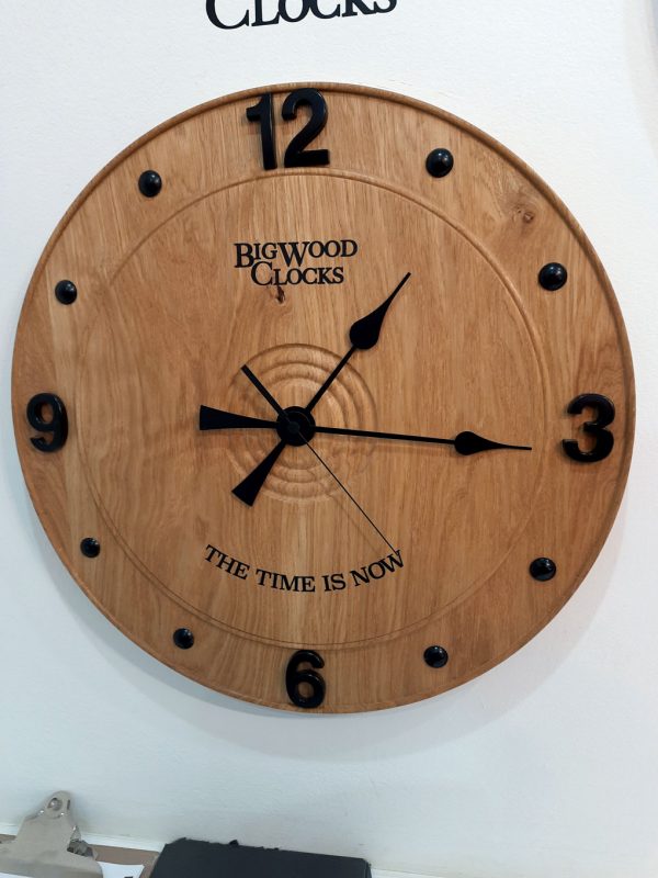 Wood turned Bigwood clock with black dial by Keithturnings