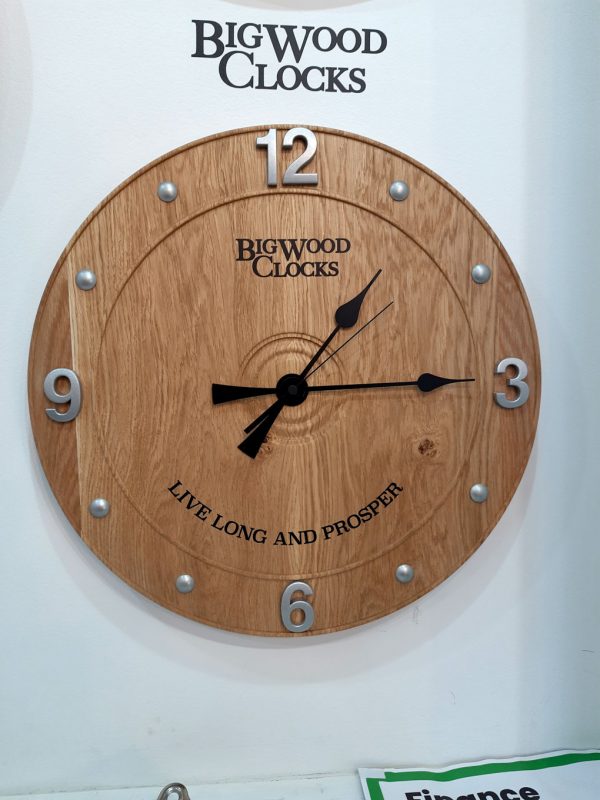 Wood turned Bigwood clock with silver dial by Keithturnings