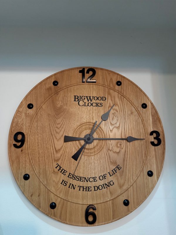 Wood turned Bigwood clock with black dial by Keithturnings