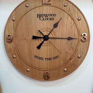 Wood turned Bigwood clock with bronze dial by Keithturnings