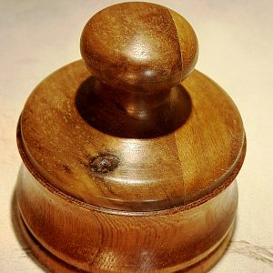 Handcrafted convexed sepele ring box with walnut lid