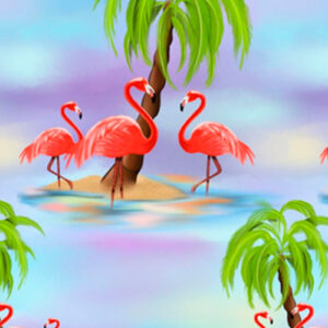 Palme og flamingoer