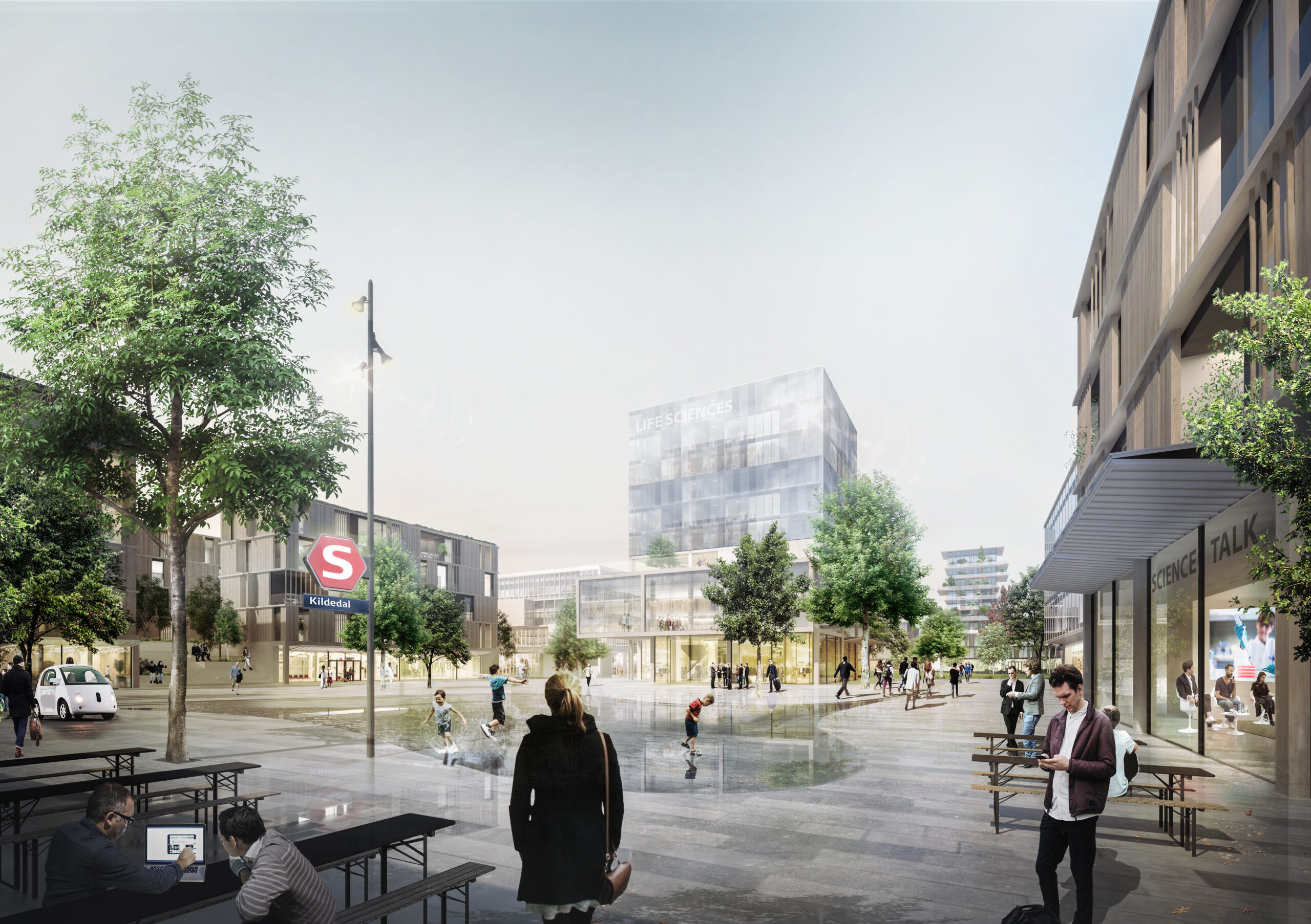 Visualisering af Kildedal Torv lavet af Werk Arkitekter