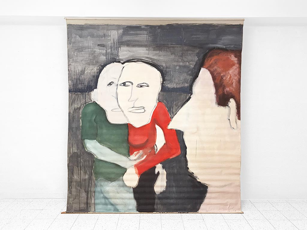 Kim Engelen, Red Sweater, Oil Paint on Roller Screen, 1995