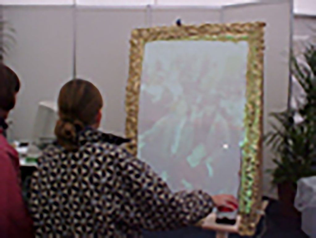 Kim Engelen, LIF-Levensgrote Interactieve Fotolijst, (Life-size Frame), Interactive Installation, Visitors Huntsman ICI, Rozenburg, Netherlands, 2000
