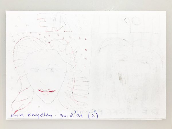 Kim Engelen, De Bokkepruik (The Bucks Wig) No.2, Drawing, Ecoline, Indian-ink, Charcoal, Backside, 2021