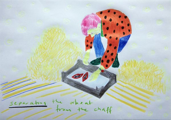 Kim Engelen, Confession Drawings, No.20, Separating the Wheat from the Chaff, 24 March 2022