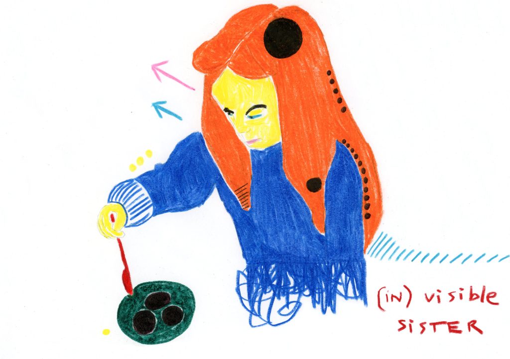 (In)visible Sister, Confession Drawing by Kim Engelen