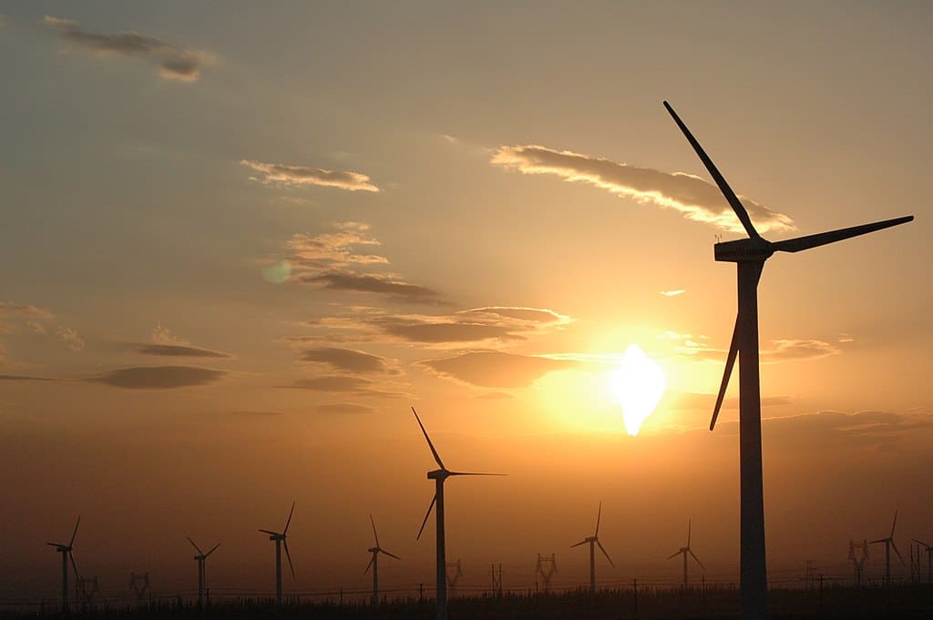 Kinesiska vindkraftverk i regionen Xinjiang