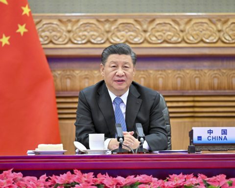 Kinas president Xi Jinping i ett videosamtal