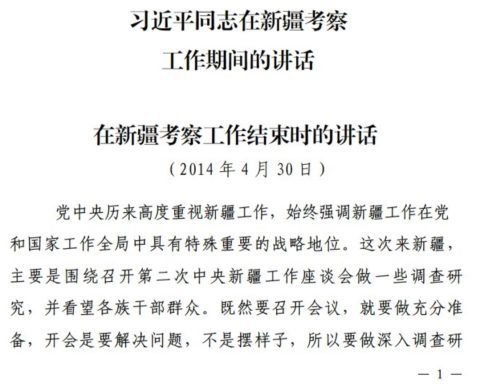 Utdrag från en hemlig kinesisk rapport om övergreppen i Xinjiang