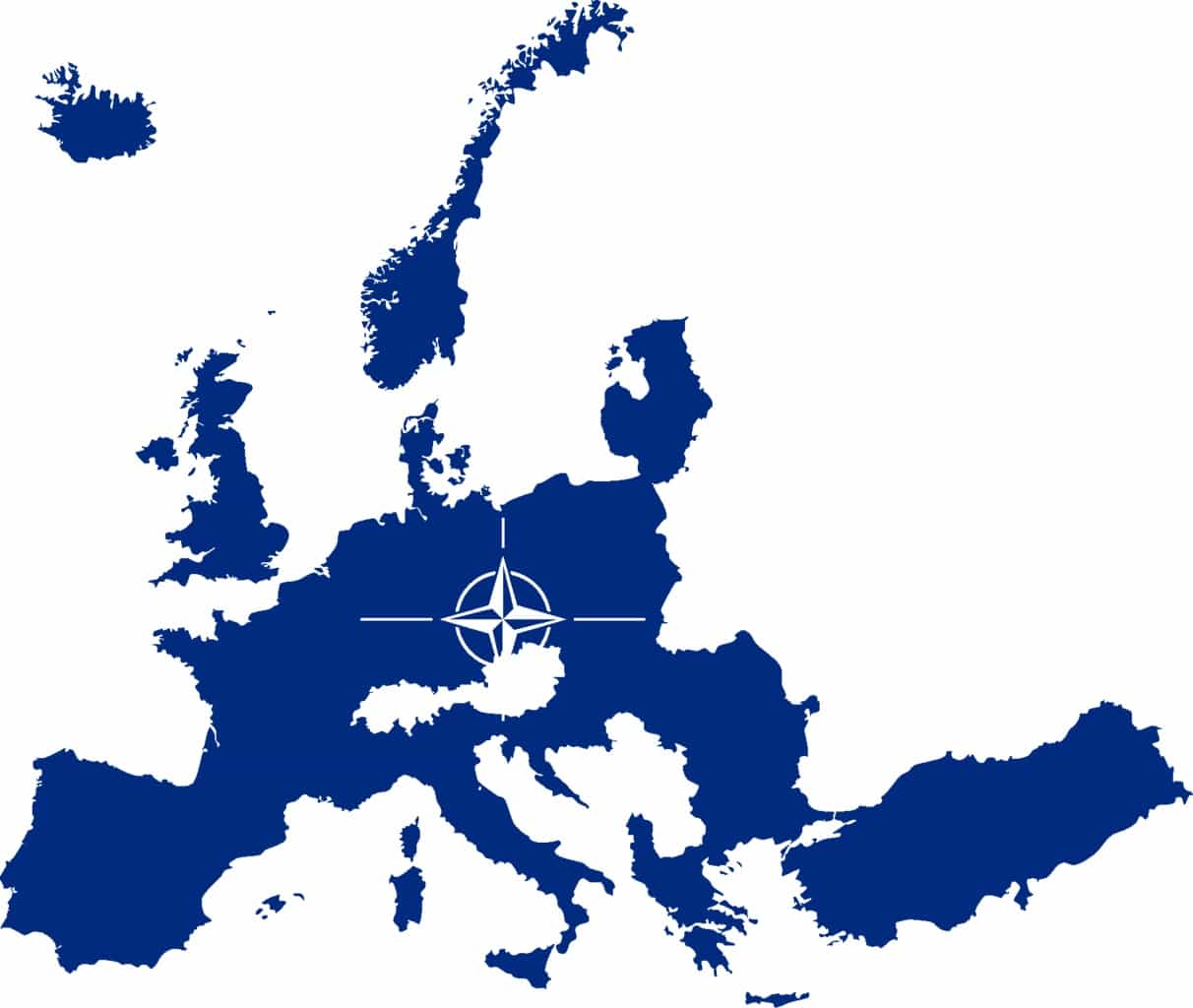 Karta över NATO:s medlemsländer i europa