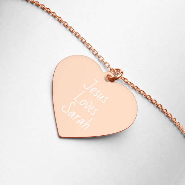 Jesus Loves Name – Engraved Silver Heart Necklace - Image 18