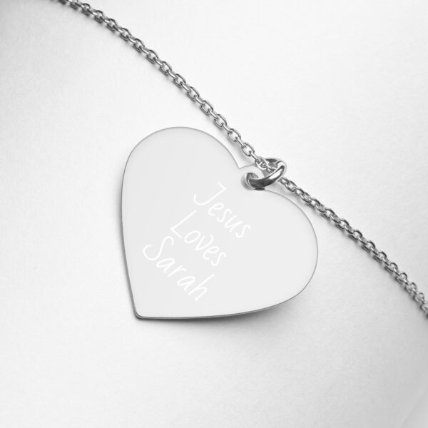 Jesus Loves Name – Engraved Silver Heart Necklace - Image 19