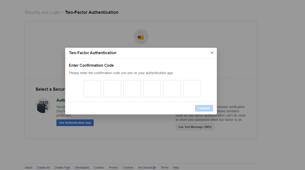 Facebook 2 Step Authentication Verification Problem 2021 