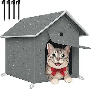 Outdoor Cat House with Cozy Cushion