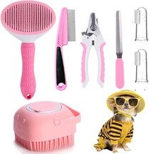 Qubccum 7 Pcs Cat Dog Brush Grooming Kits