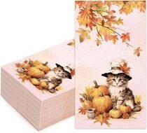 WRAPAHOLIC 50Pcs Fall Cat Paper Napkins