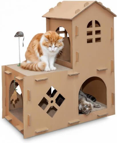 FurHaven Farmhouse Multi-Level Cardboard Cat House