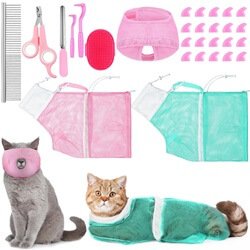 Kritkin 10 Pcs Cat Bathing Bag Set Pet