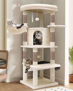 Globlazer Corner Cat Tree, 51in Curved Series Modern Cat Tower