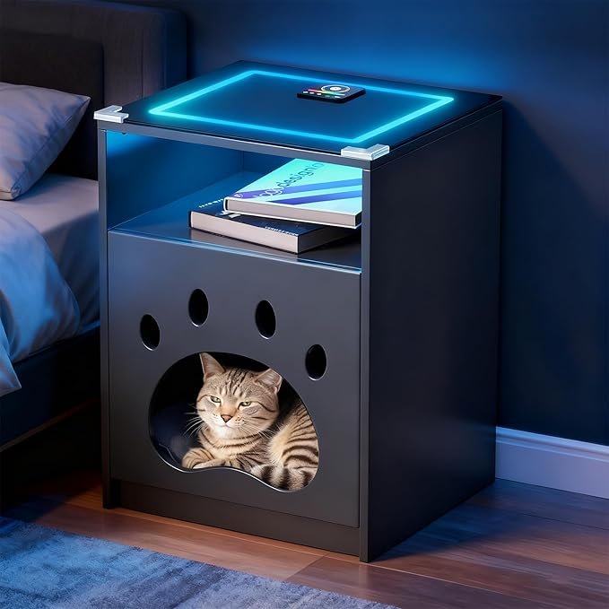 LED Nightstand Cat Home