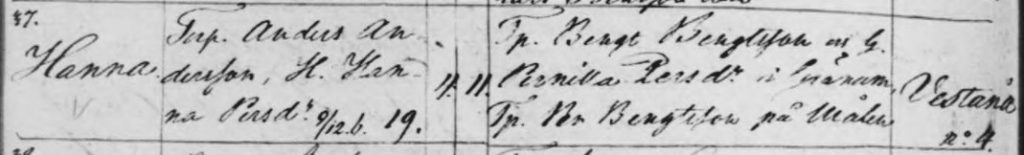 Andersdotter Hanna - född 1838