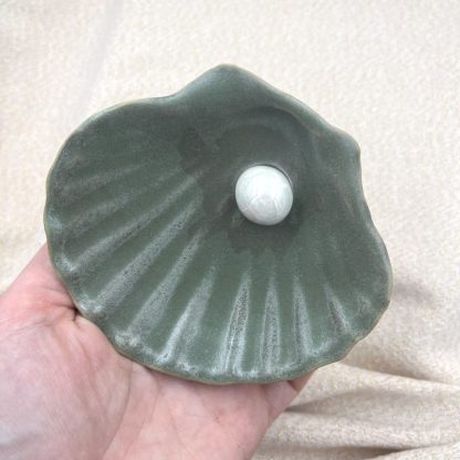 Muslingeskål med perle, grøn, 2. sortering - Image 2