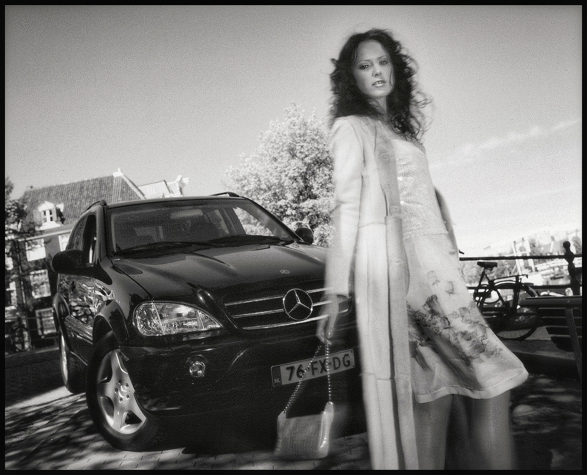 Mercedes auto photography Amsterdam model shoot of a stylish dutch woman 