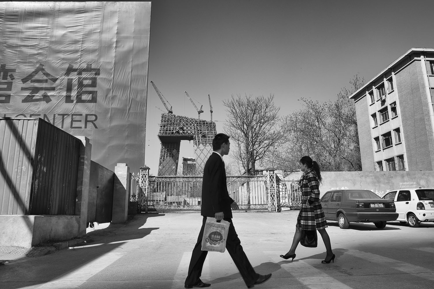 beijing cbd streets 2008_bw