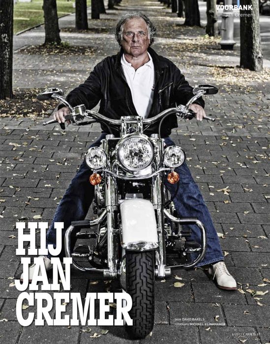 Jan Cremer op een Harley Davidson 