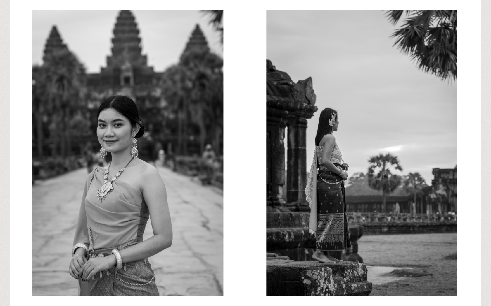 Angkor Wat temple girls in traditional dress