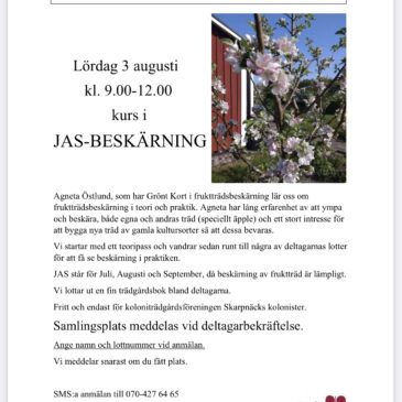 Kurs JAS-beskärning 3 augusti