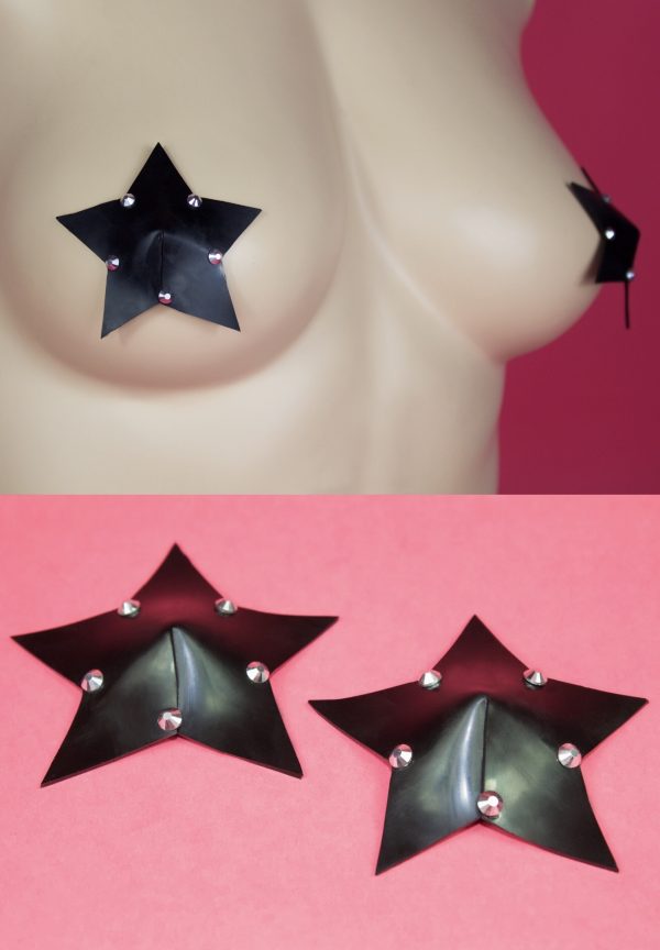 LATEX STAR NIPPLE PASTIES (PICK YOUR COLOUR + CRYSTALS)