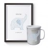 personligt-paket-tavla-och-mugg-barn-elefant Kit med personlig affisch och barnmugg