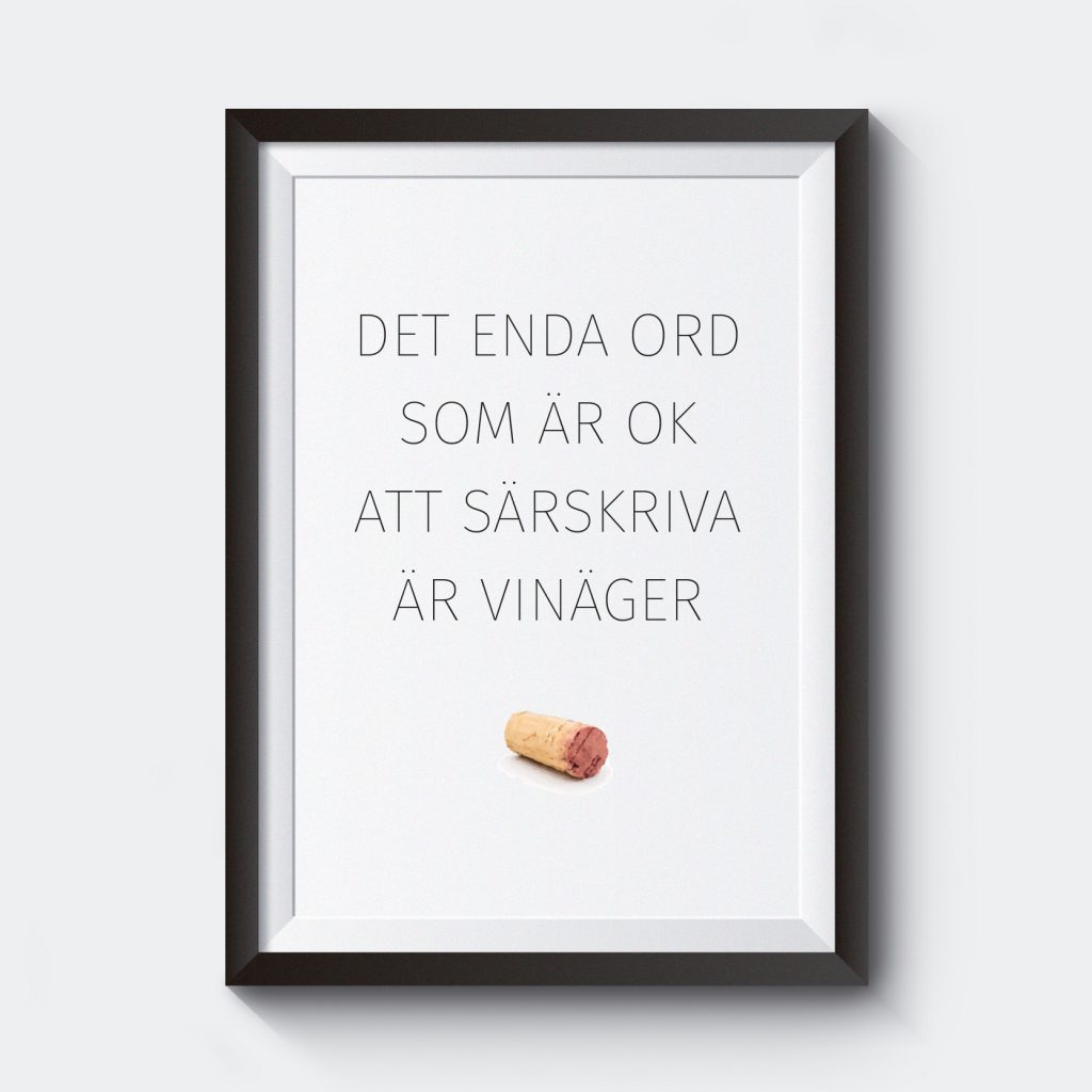 Poster med text om vin.