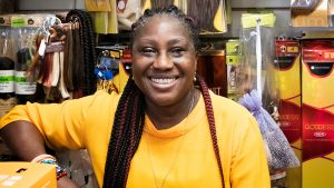 Vivat Ola Arvidsson, entrepreneur and owner of Visons Butik and Salong, Stockholm, Sweden. Black haircare products. photo Andrea Davis Kronlund