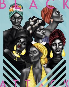 Krull magazine. io_design studio. Black Attack. Group portrait of black women