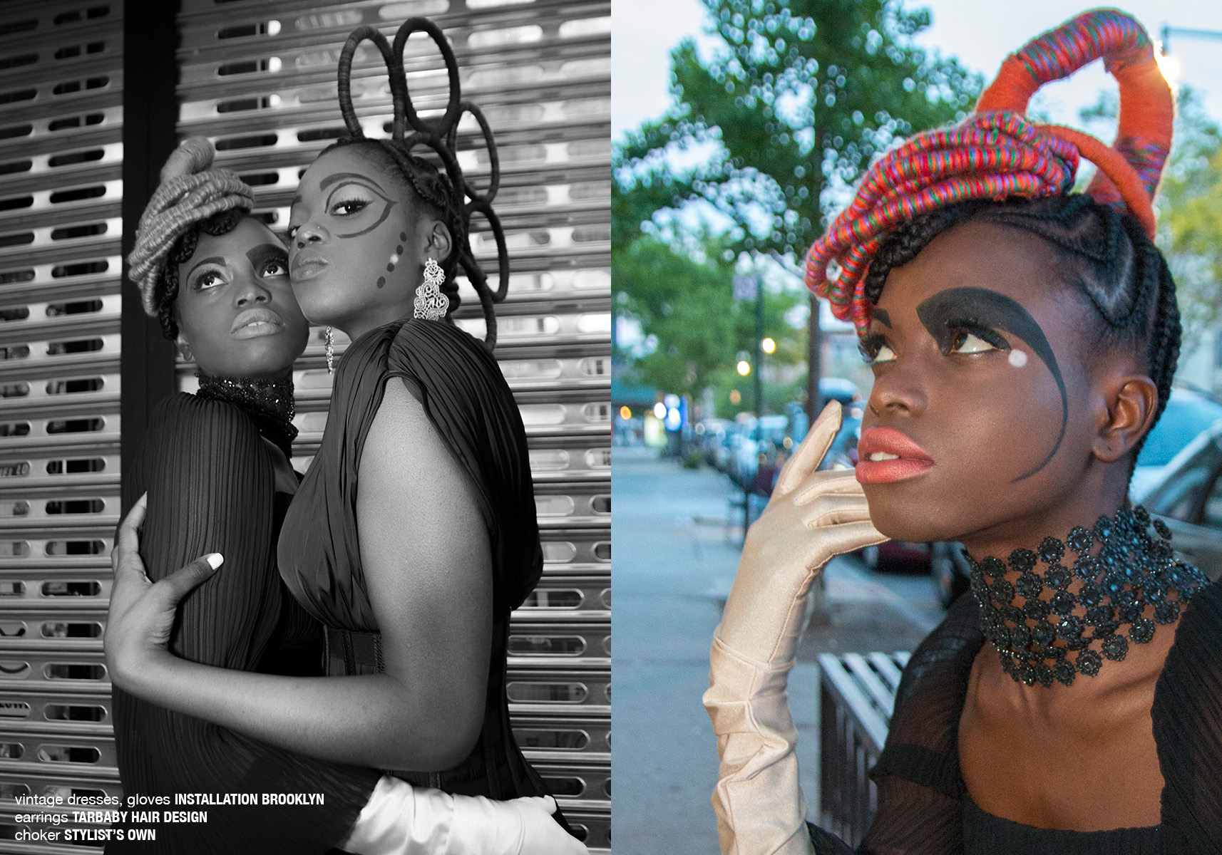 krullmag. two black models with intricate colorful braided hair