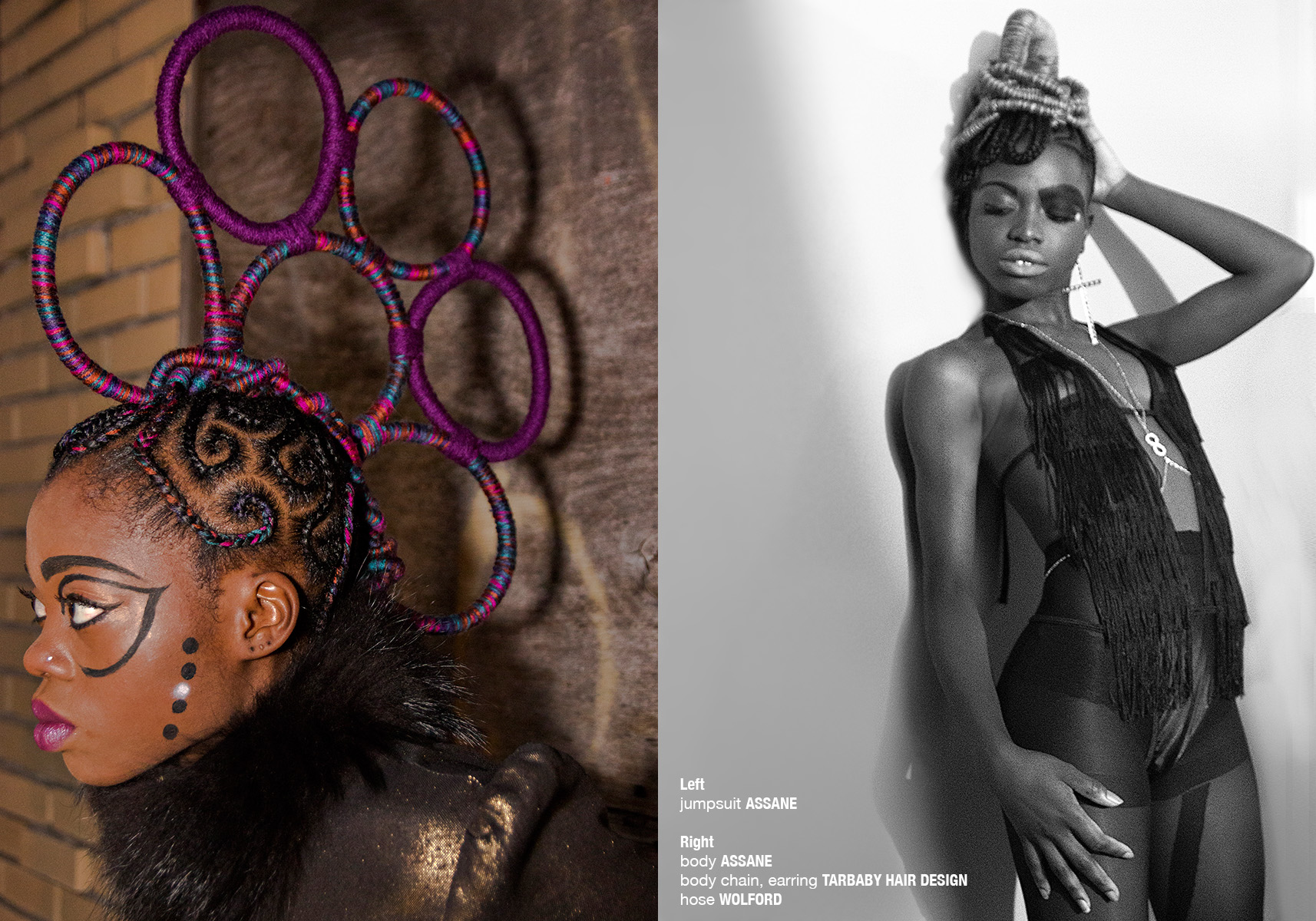 krullmag. two black models with intricate colorful braided hair