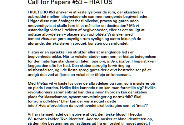 Call for papers #53 – HIATUS