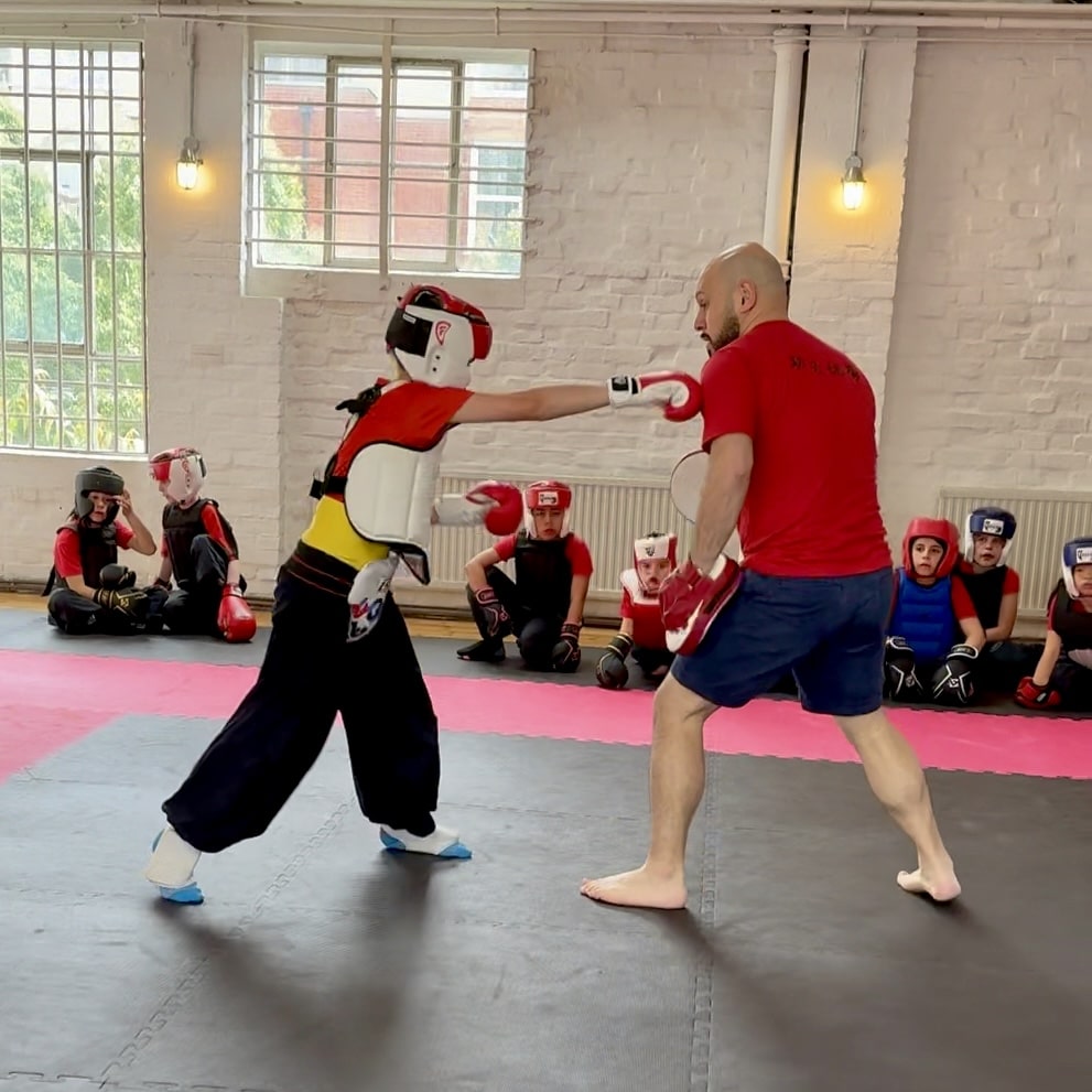 children learning kung fu