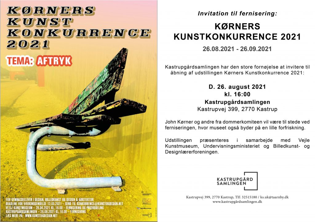 Invitation til fernisering på Kørners Kunstkonkurrence 2021 – Kastrupgårdsamlingen