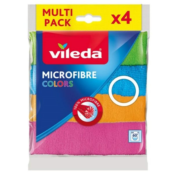 Mikrofiber vaskeklut Vileda 155717 Blå Hvit Grønn Oransje (4 enheter)
