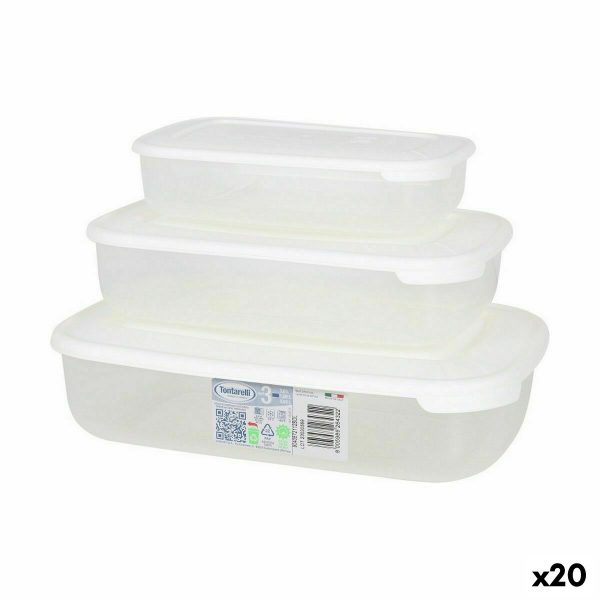 Sett med 3 matbokser Tontarelli Family Hvit Rektangulær 29,6 x 19,8 x 7,7 cm (20 enheter)