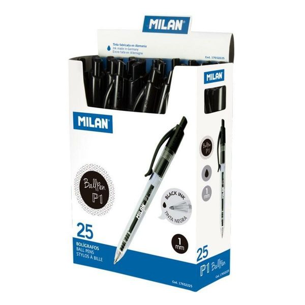 Kulepenn Milan P1 Svart 1 mm (25 Deler)