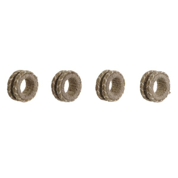 Serviettring DKD Home Decor Naturell Jute Treverk av mangotre 6 x 3 x 6 cm 4 Deler