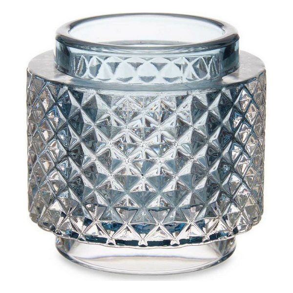 Lysholder Blå Glass (9 x 8,8 x 9 cm)