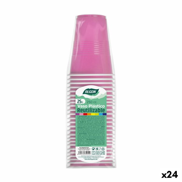 Sett med gjenbrukbare briller Algon Rosa 24 enheter 250 ml (25 Deler)