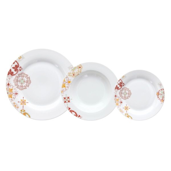 Bordservise 18 Deler Porselen Burgunder 1 cm Sennep